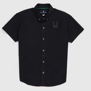 Psycho Bunny Black Kids Kosuth Short Sleeve Shirt Oxford NWT size XL (18-20)